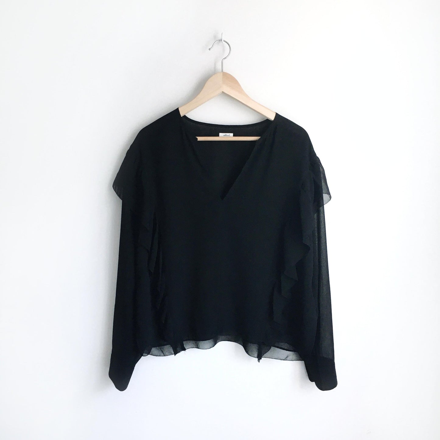 wilfred lilas ruffled chiffon blouse - size medium