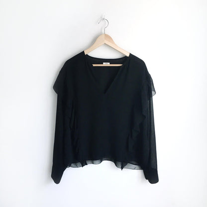 wilfred lilas ruffled chiffon blouse - size medium