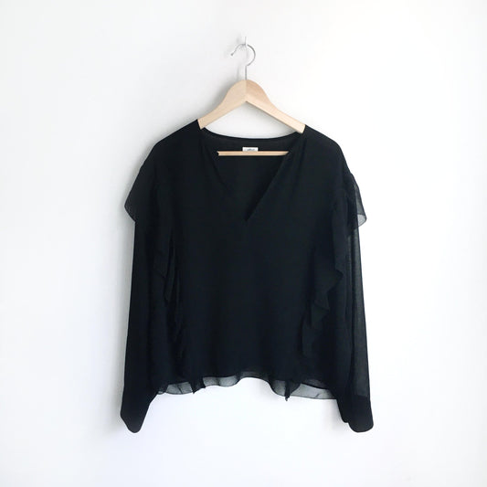 wilfred lilas ruffled chiffon blouse - size medium