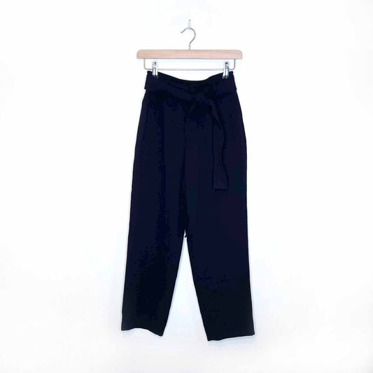 wilfred navy blue tie-front high rise straight leg pant - size 2