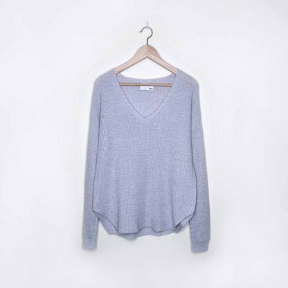 wilfred free wolter v-neck waffle knit wool sweater - size medium