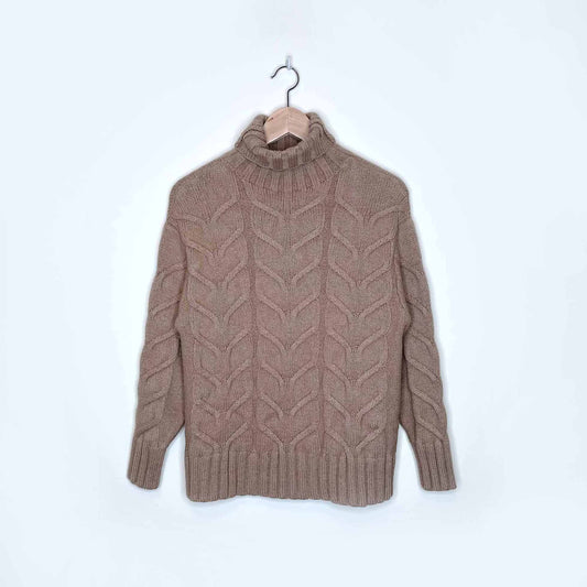 wilfred wool champeaux cable knit turtleneck sweater - size xs