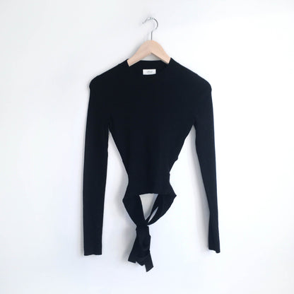 Wilfred mock neck wrap crop long sleeve knit - size Small