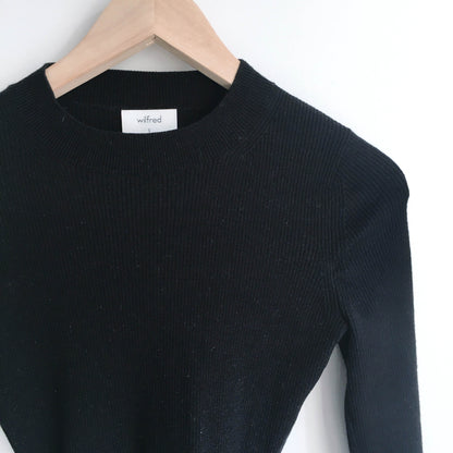 Wilfred mock neck wrap crop long sleeve knit - size Small