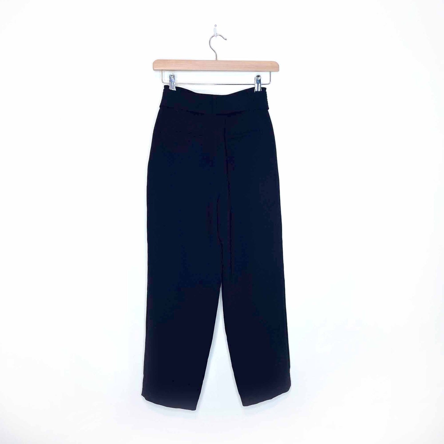 wilfred navy blue tie-front high rise straight leg pant - size 2