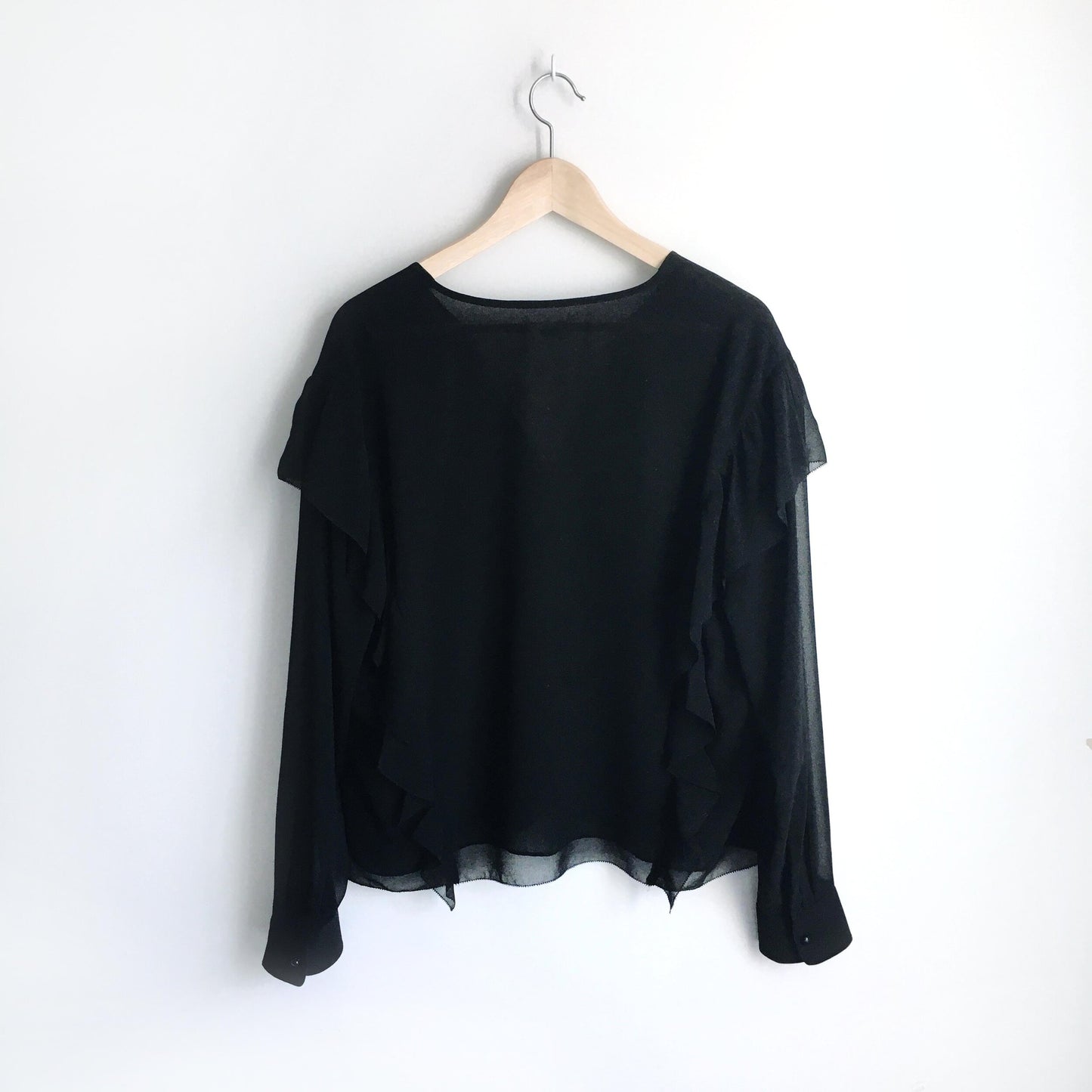 wilfred lilas ruffled chiffon blouse - size medium