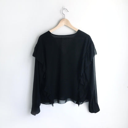 wilfred lilas ruffled chiffon blouse - size medium