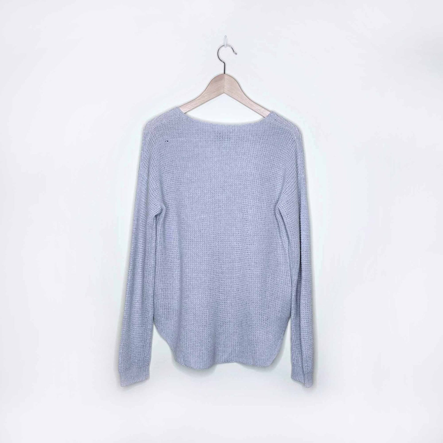 wilfred free wolter v-neck waffle knit wool sweater - size medium