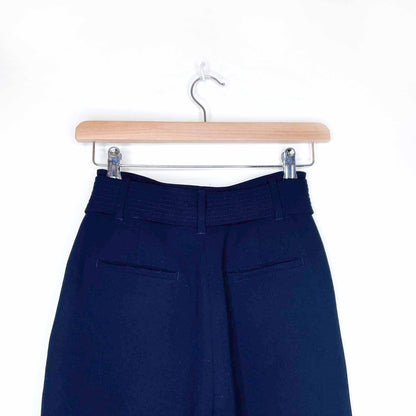 wilfred navy blue tie-front high rise straight leg pant - size 2