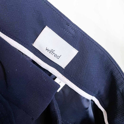 wilfred navy blue tie-front high rise straight leg pant - size 2