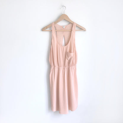 Wilfred silk open back peach dress - size Small