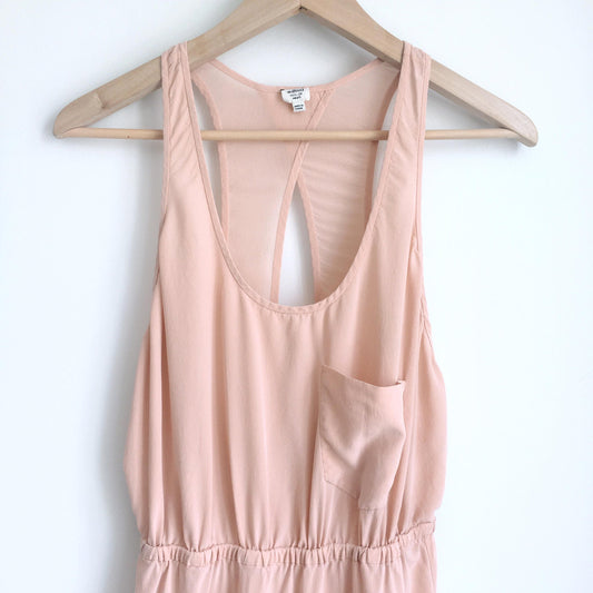 Wilfred silk open back peach dress - size Small