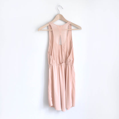 Wilfred silk open back peach dress - size Small