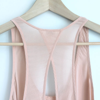 Wilfred silk open back peach dress - size Small