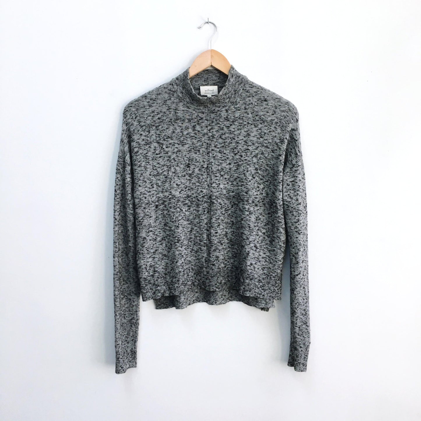 Wilfred speckled mock neck wool sweater - size xxs