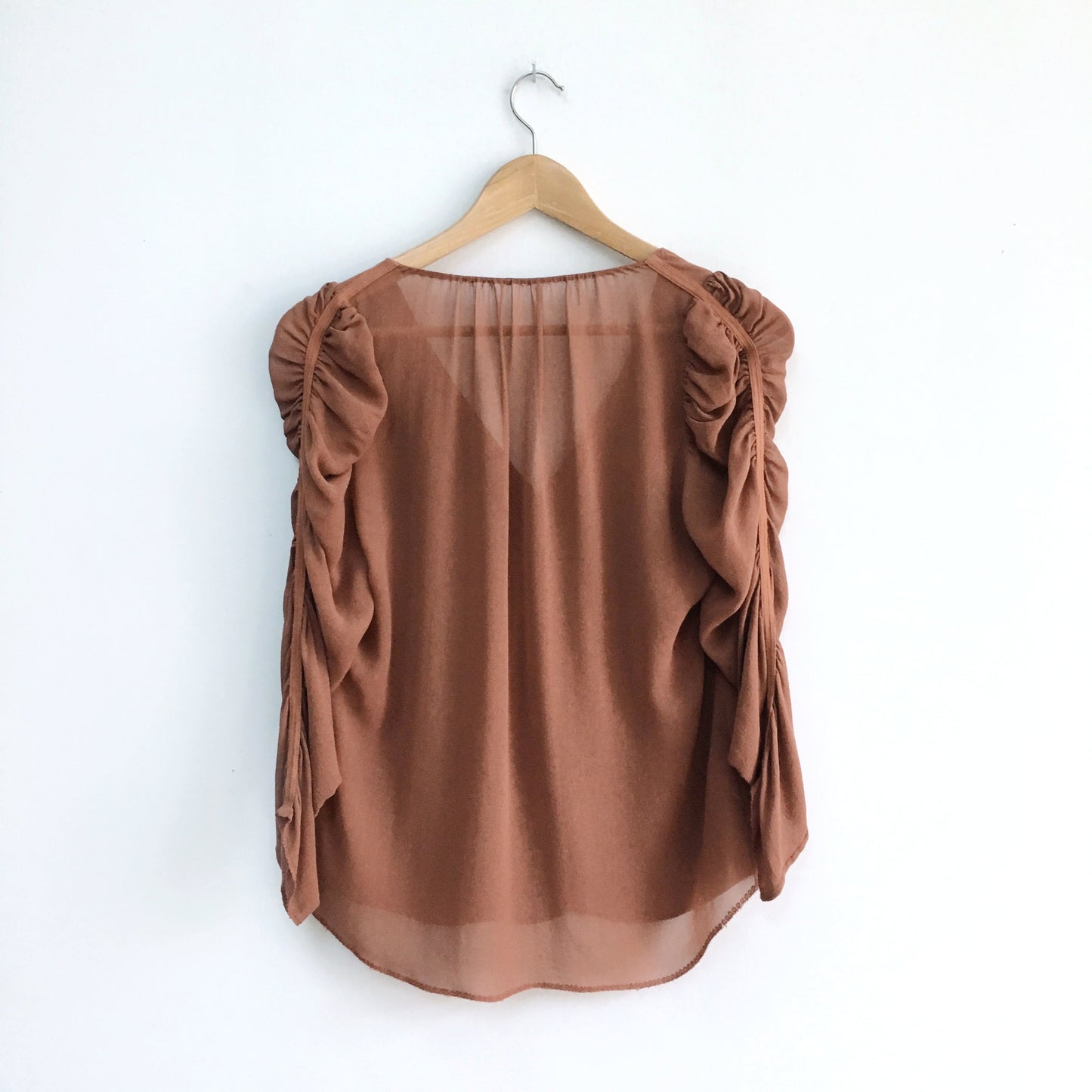 Wilfred Silk Blouse with Ruched Sleeve - size Small