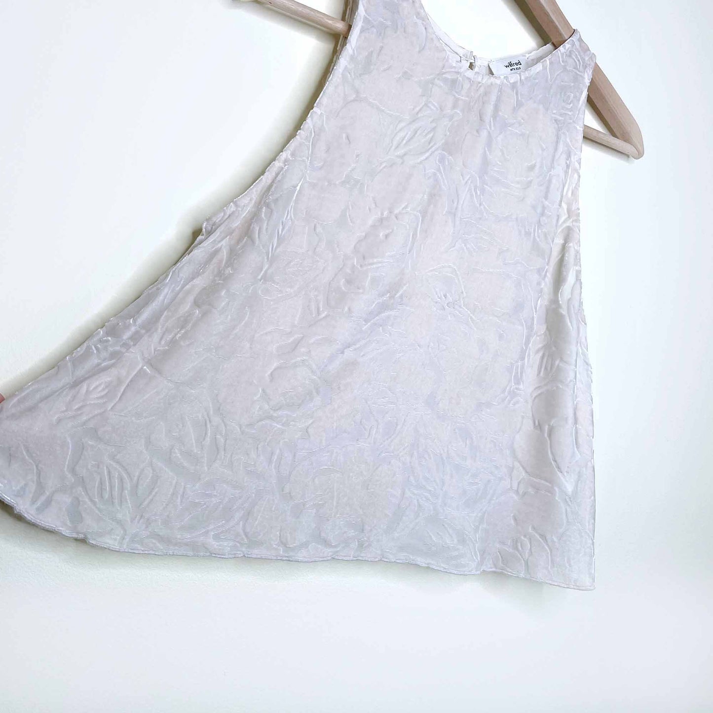 wilfred velvet floral burnout high neck cropped swing tank - size small