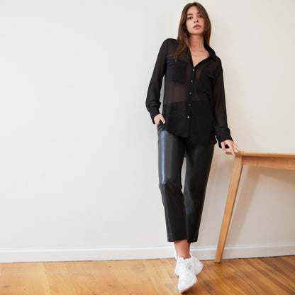 wilfred silk chiffon giffard button down blouse - size medium