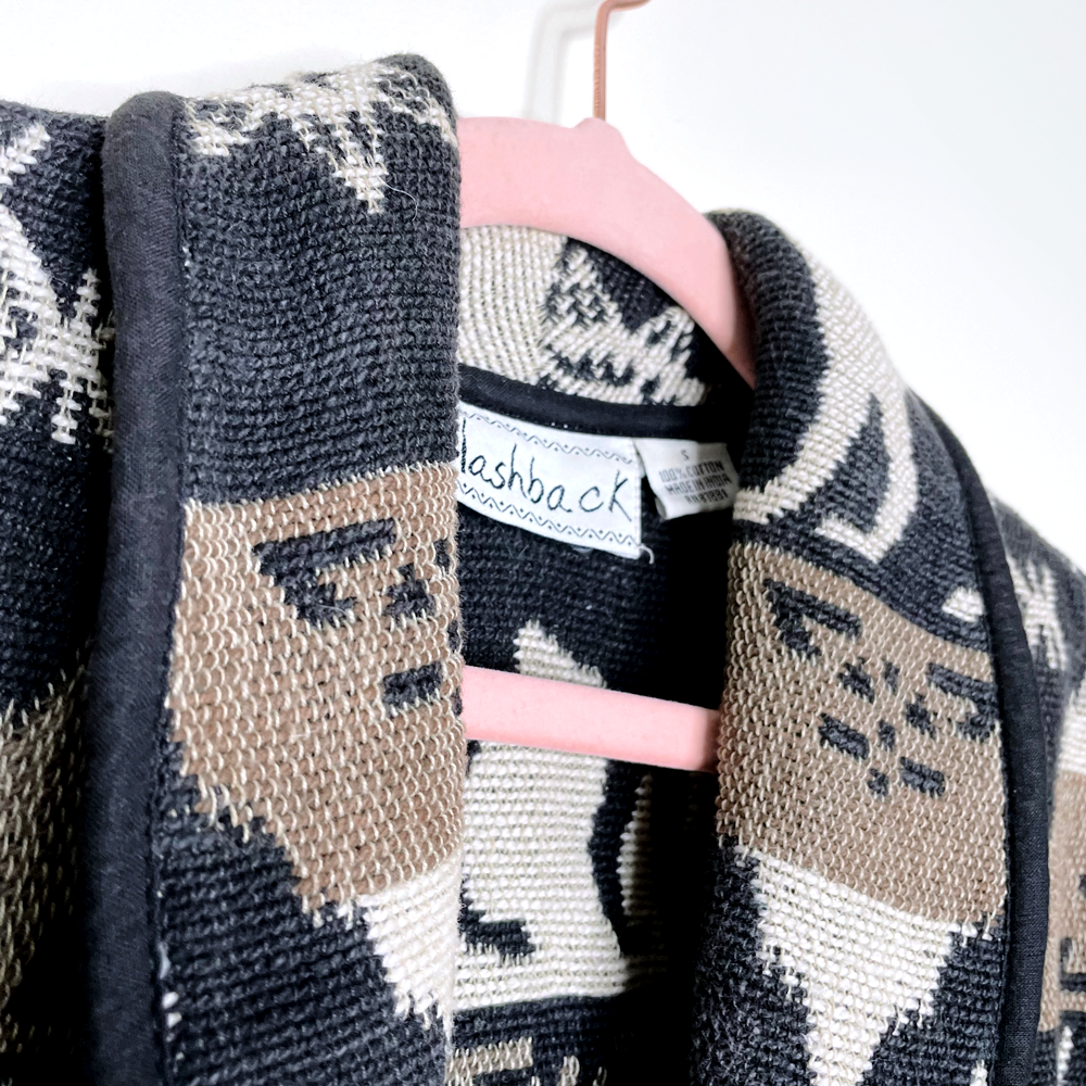 vintage flashback tapestry cropped wolf jacket - size small