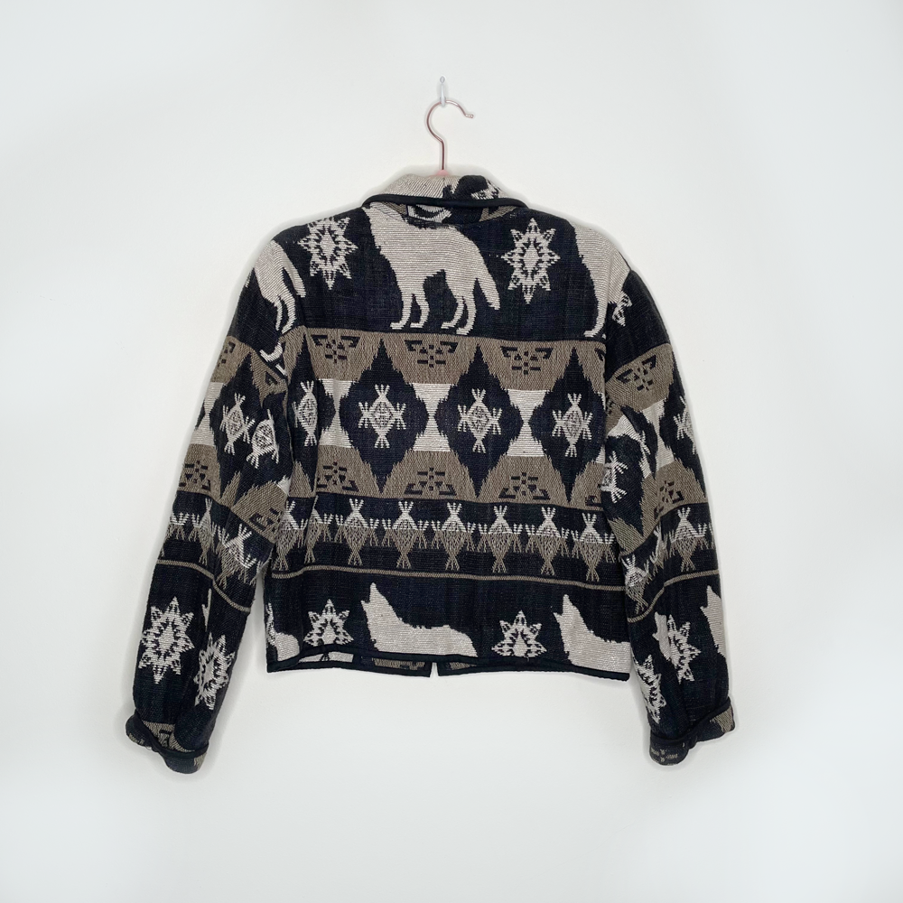 vintage flashback tapestry cropped wolf jacket - size small