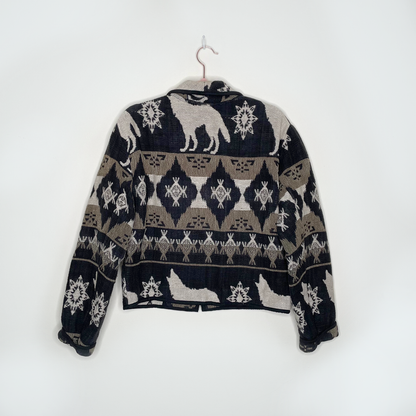 vintage flashback tapestry cropped wolf jacket - size small
