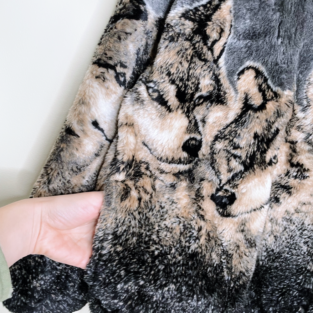 vintage 90s mazmania made in usa wolf pack fleece jacket - size 3x