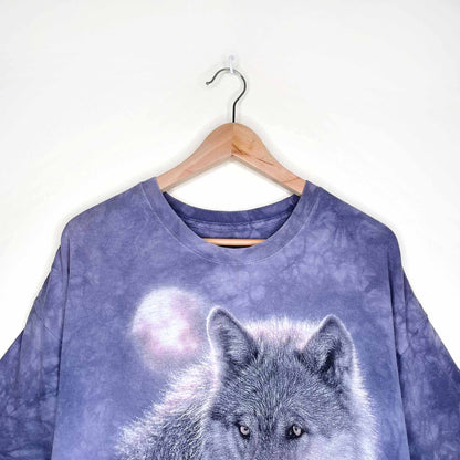 vintage the mountain purple tie-dye wolf tee - size 2xl