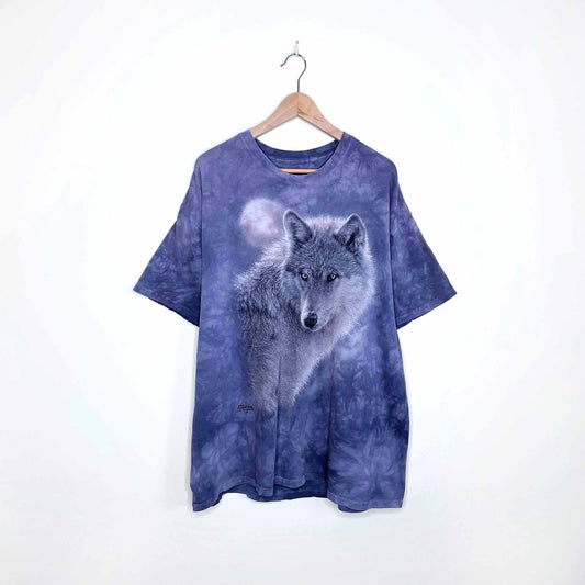 vintage the mountain purple tie-dye wolf tee - size 2xl