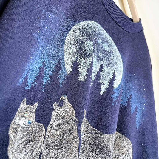 vintage canada bara-qu-da wolf pack by R. Charriel sweatshirt - size large