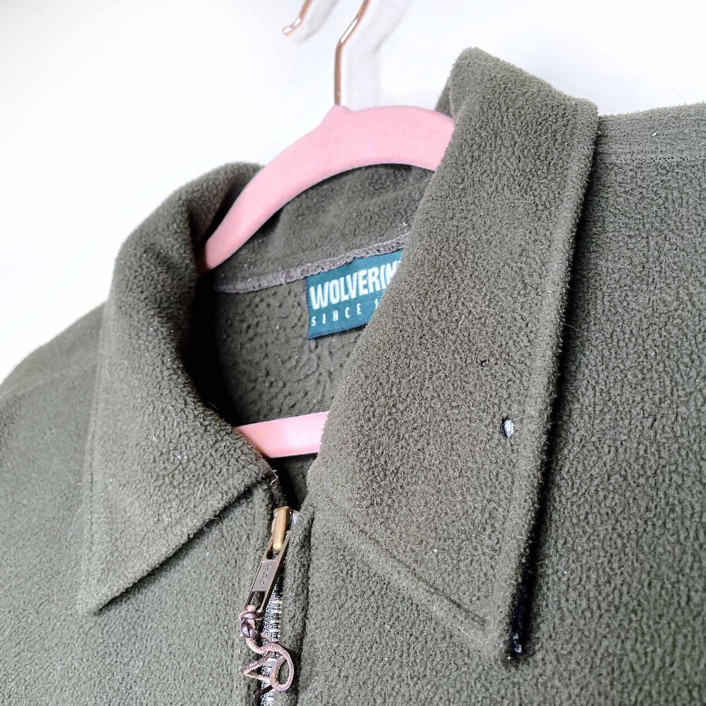 vintage wolverine fleece zip up shacket - size large