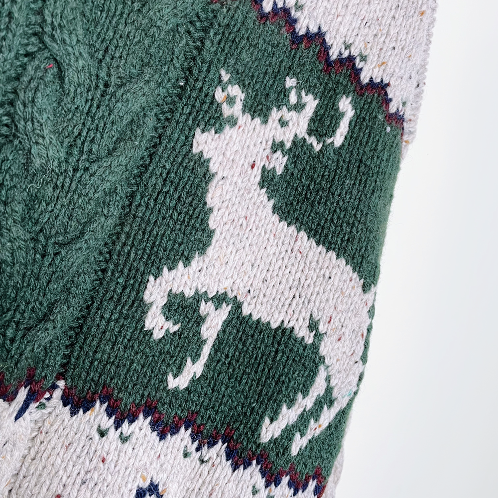 vintage woolrich deer chunky knit wool sweater - size medium