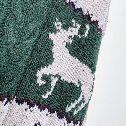 vintage woolrich deer chunky knit wool sweater - size medium