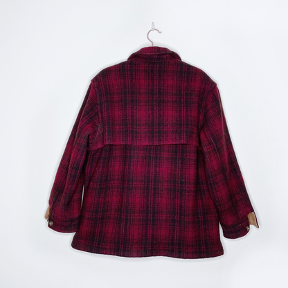 vintage 90s woolrich red plaid wool jacket with duck twill lining - size medium