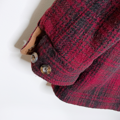 vintage 90s woolrich red plaid wool jacket with duck twill lining - size medium