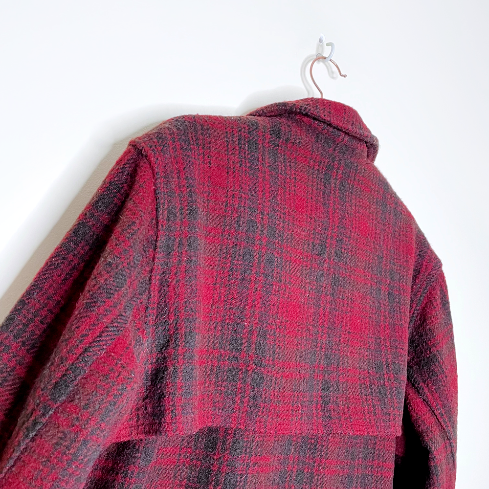 vintage 90s woolrich red plaid wool jacket with duck twill lining - size medium
