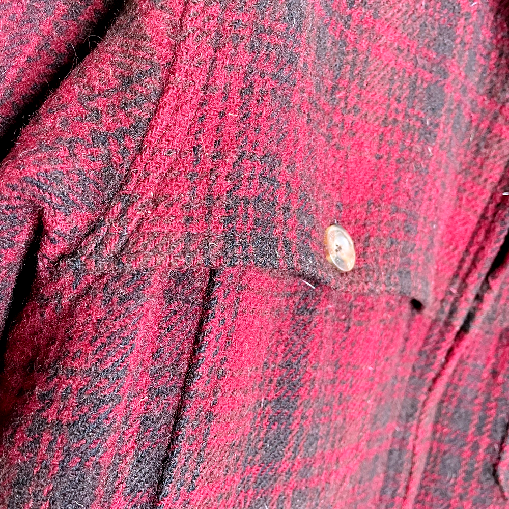 vintage 90s woolrich red plaid wool jacket with duck twill lining - size medium