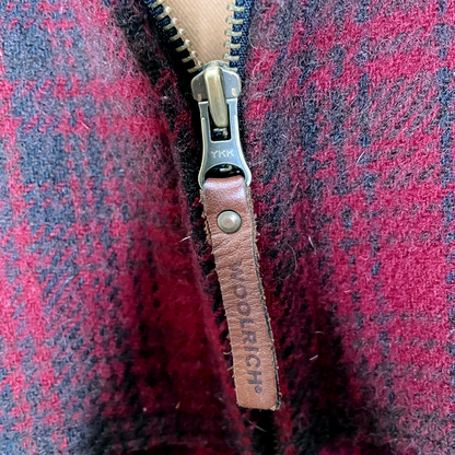 vintage 90s woolrich red plaid wool jacket with duck twill lining - size medium