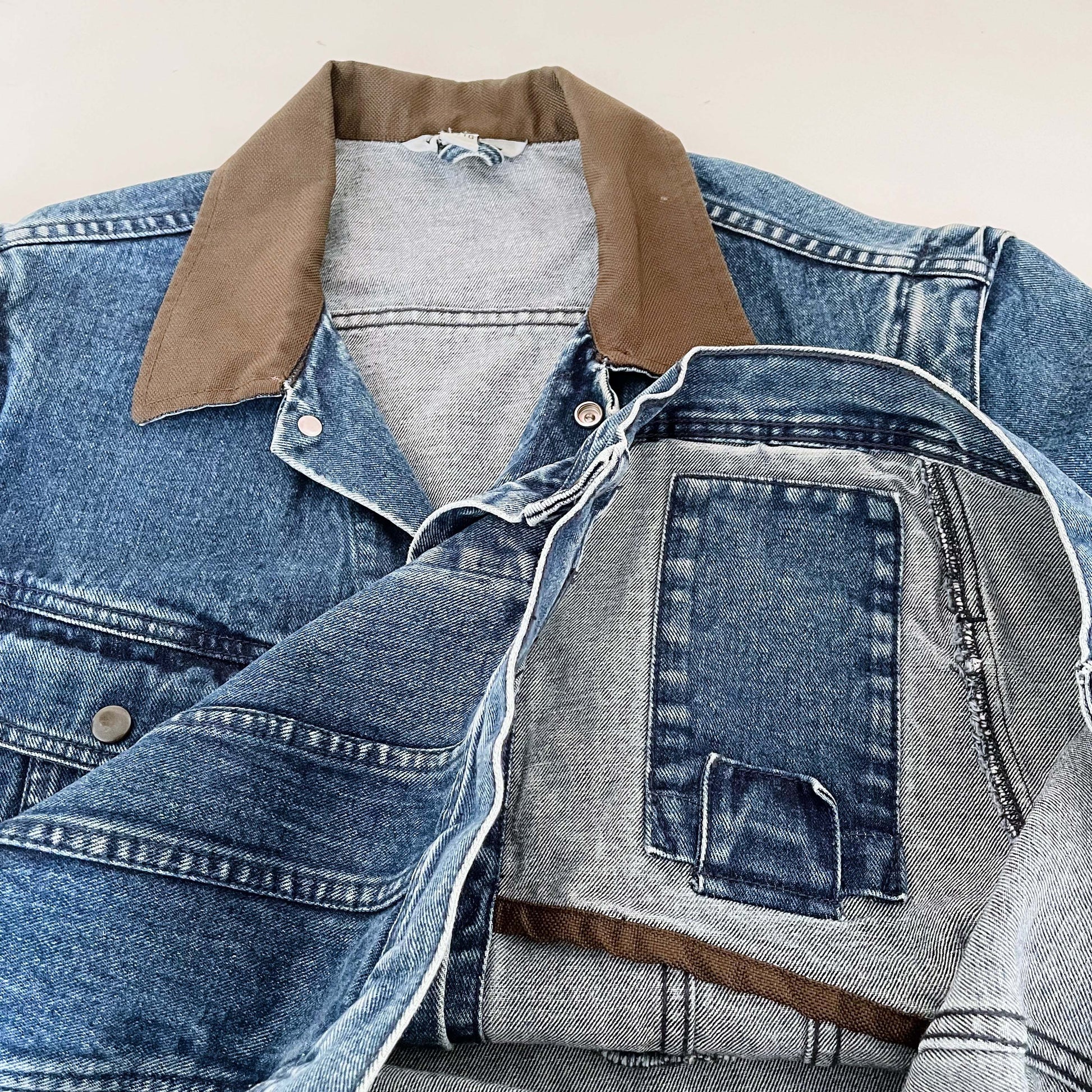 dakota men's denim jacket with zip off sleeves size xl