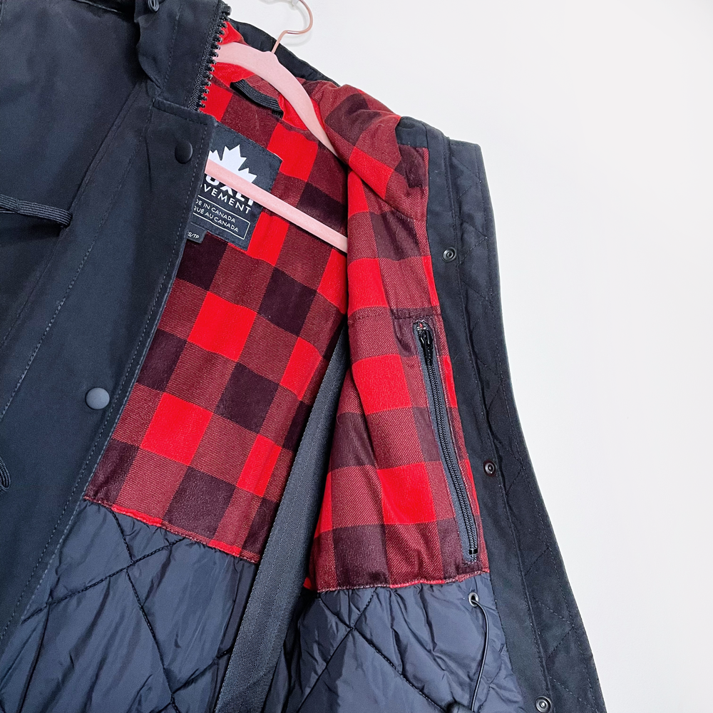 wuxly movement black doe utility parka - size xs