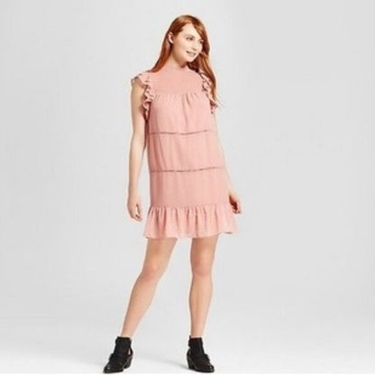 Who what wear ruffled chiffon swiss dot dress - size Small