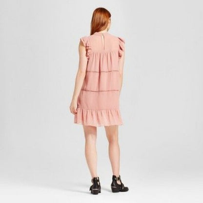 Who what wear ruffled chiffon swiss dot dress - size Small