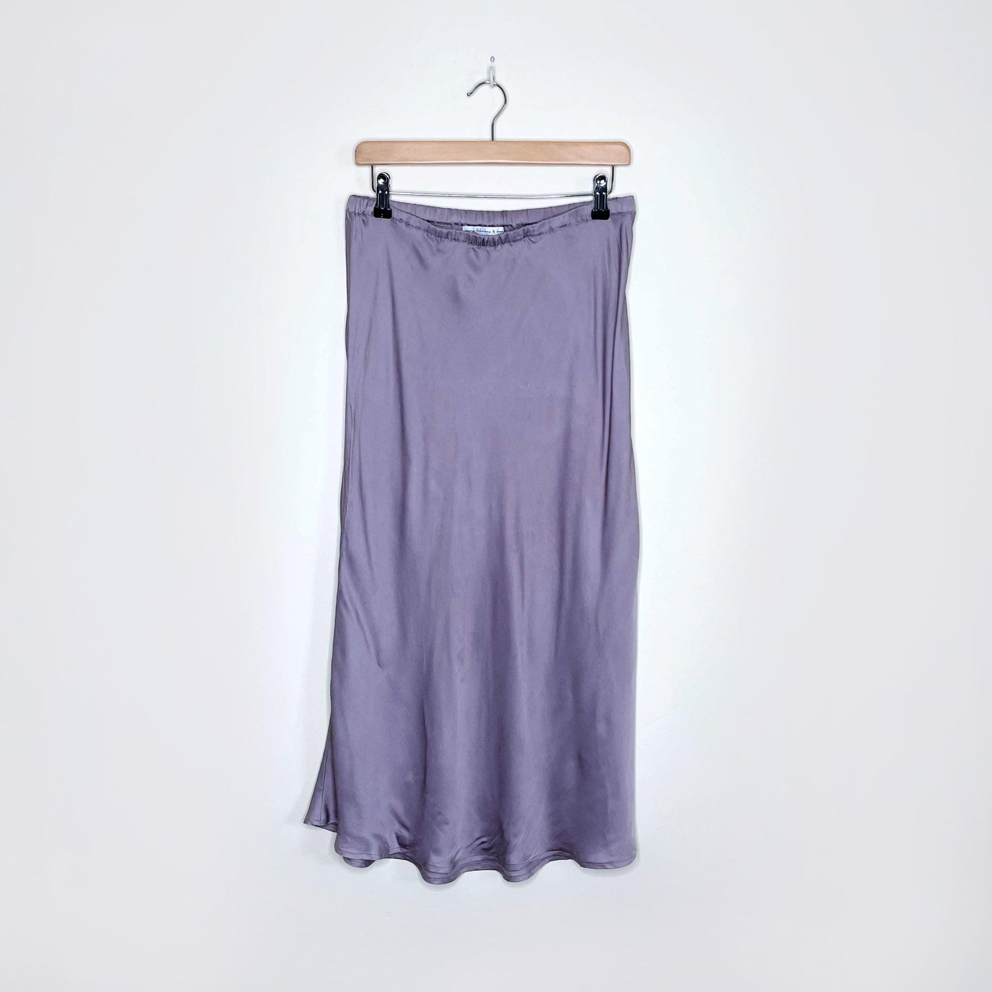 young fabulous & broke felicity satin slip midi skirt - size medium