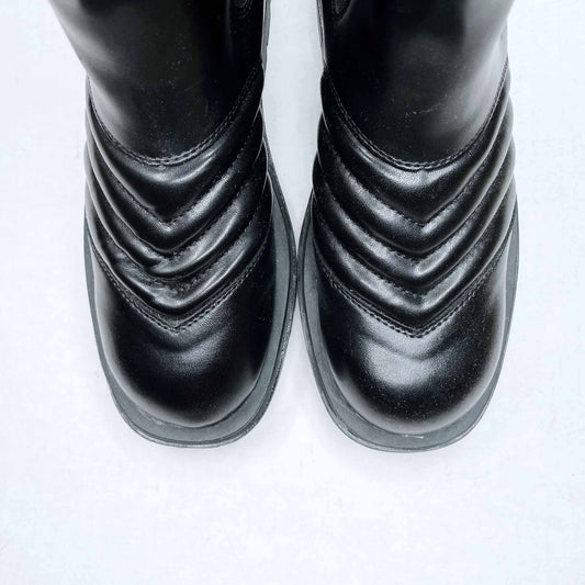 Yioudu leather mid calf pull on moto boots - size 39