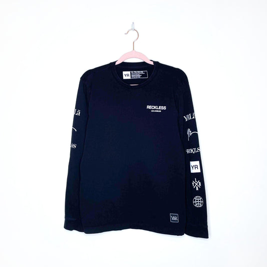 young & reckless long sleeve logo tee - size youth xl