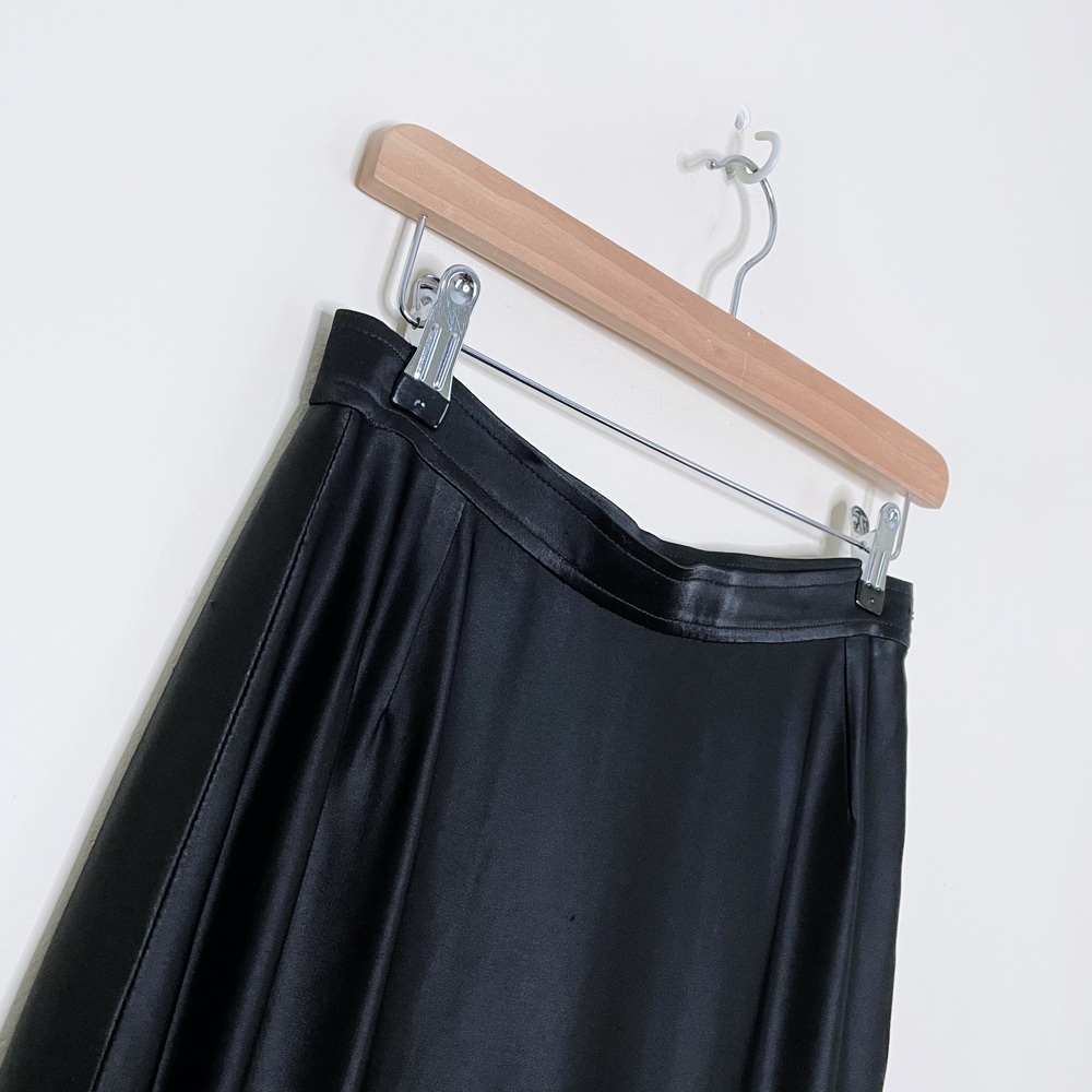 vintage ysl rive gauche black satin mermaid maxi skirt - size 40
