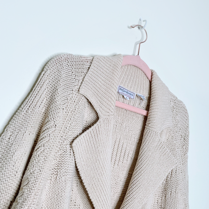 vintage ysl ladies diamond weave chunky cardigan - size medium