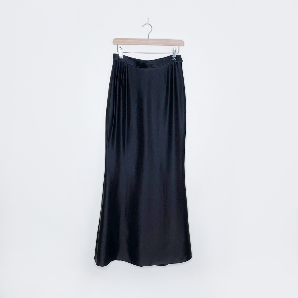 vintage ysl rive gauche black satin mermaid maxi skirt - size 40