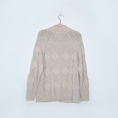 vintage ysl ladies diamond weave chunky cardigan - size medium