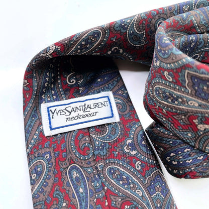 vintage ysl silk paisley men's tie
