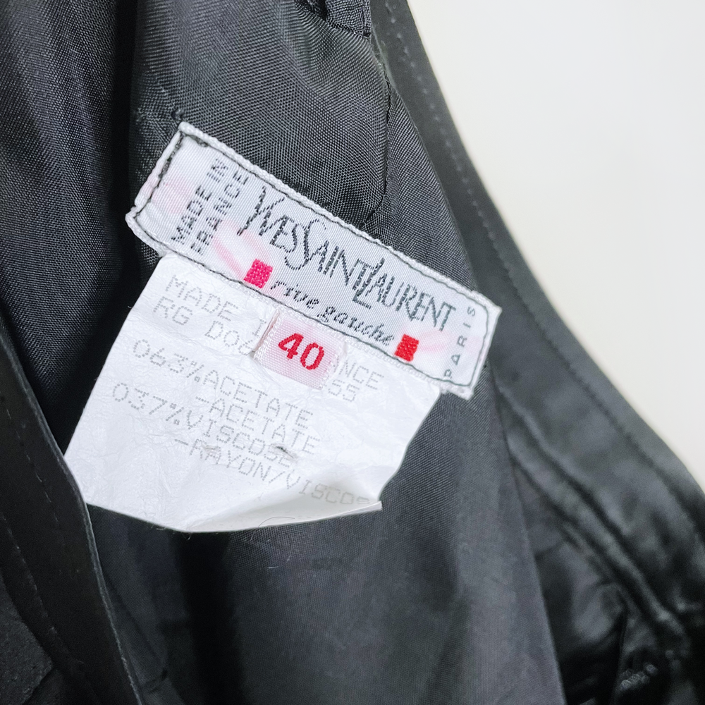 vintage ysl rive gauche black satin mermaid maxi skirt - size 40